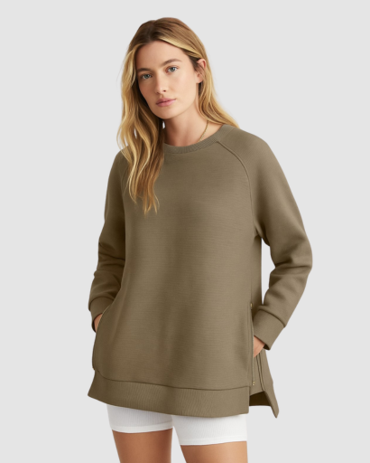 Sweat Oversize Femme à Fermetures Éclair Latérales – Confort Décontracté et Moderne