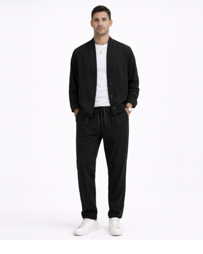 Ensemble homme décontracté veste légère et pantalon coupe droite