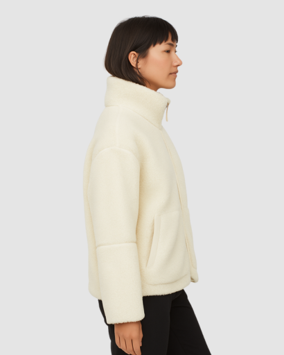 Veste Fleece Femme | Manteau Oversize Style Teddy avec Fermeture Zippée