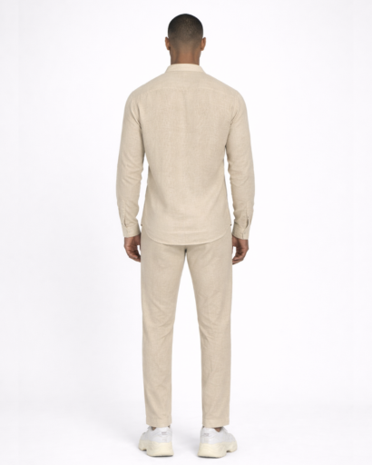 Ensemble homme 2 pièces – chemise col tunisien et pantalon coupe droite