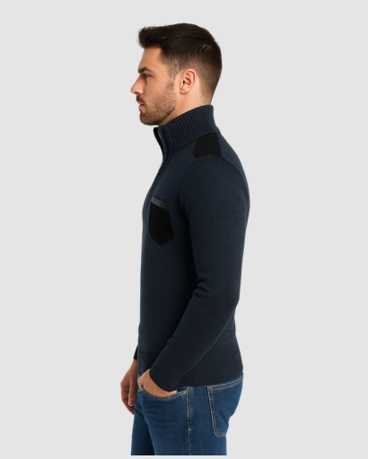 Pull à Col Zippé Homme | Design Structuré et Détails Contrastés
