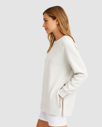 Sweat Oversize Femme à Fermetures Éclair Latérales – Confort Décontracté et Moderne