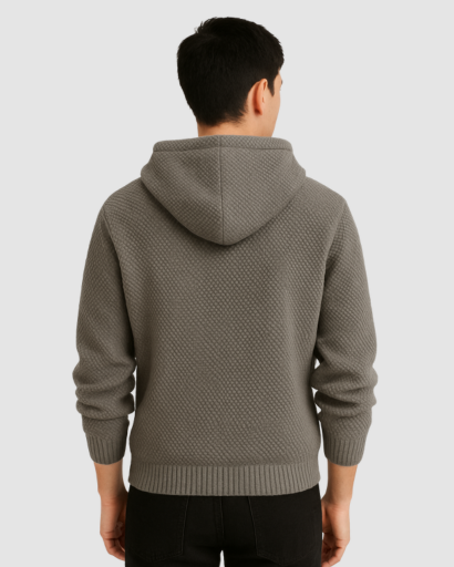 Hoodie Homme en Maille Texturée – Confort Douillet & Style Moderne