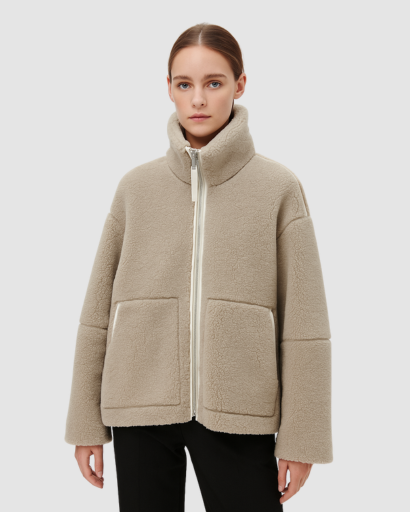 Veste Fleece Femme | Manteau Oversize Style Teddy avec Fermeture Zippée