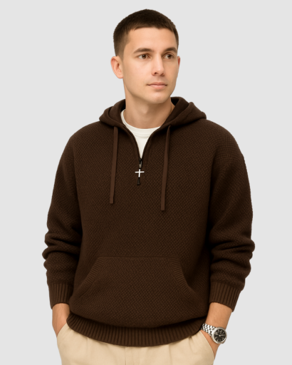 Hoodie Homme en Maille Texturée – Confort Douillet & Style Moderne