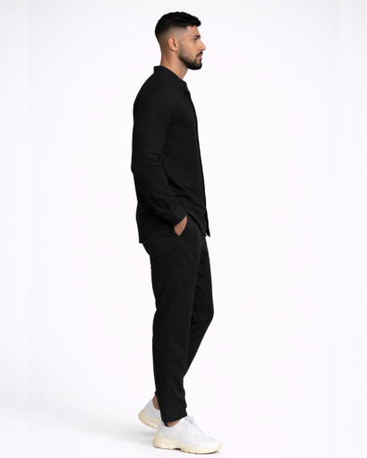 Ensemble homme 2 pièces – chemise col tunisien et pantalon coupe droite