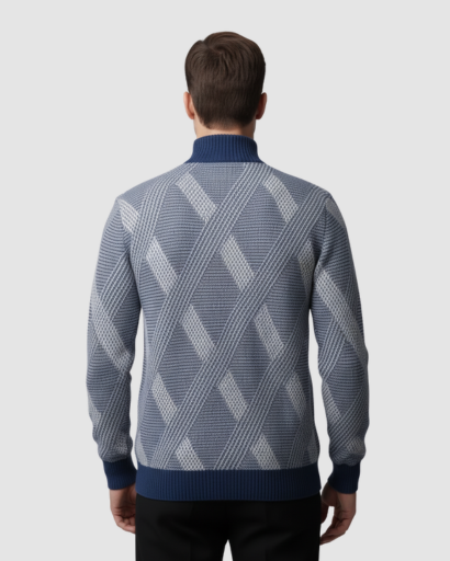 Pull à Col Montant Homme – Laine Mérinos Extra-Fine & Élégance Structurée