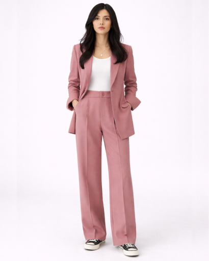 Ensemble Tailleur Femme Blazer Structuré & Pantalon Fluide – Bureau Chic | Invitée de Mariage & Élégance
