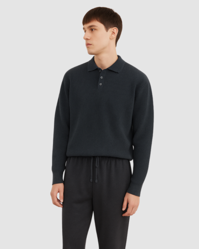 Pull à Col Polo Homme – Élégance Décontractée et Confort Quotidien
