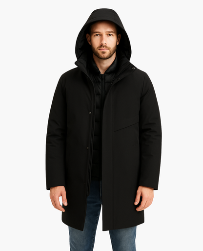 Parka Longue Matelassée À Capuche pour Hommes | Idéale pour Saison Froide