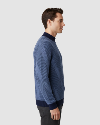 Pull à Col Montant Homme – Laine Mérinos Extra-Fine & Élégance Structurée