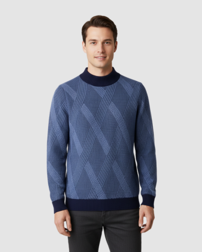 Pull à Col Montant Homme – Laine Mérinos Extra-Fine & Élégance Structurée