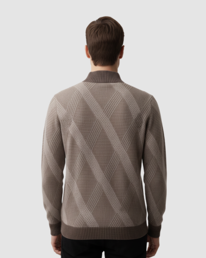 Pull à Col Montant Homme – Laine Mérinos Extra-Fine & Élégance Structurée