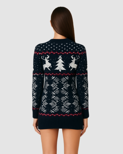 Robe pull femme style scandinave, détail du col
