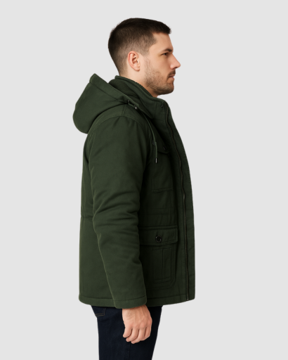 Veste Hiver Homme à Capuche – Doublure Polaire Chaude et Design Multi-Poches