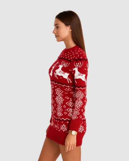 Robe Pull Femme Style Scandinave – Maille Douce & Esprit Festif | Automne Hiver Chic