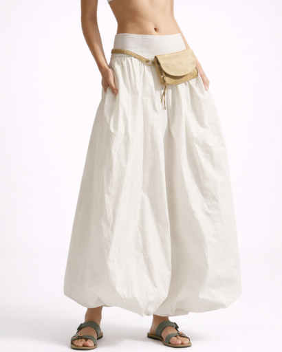 Jupe longue taille haute volumineuse effet ballon
