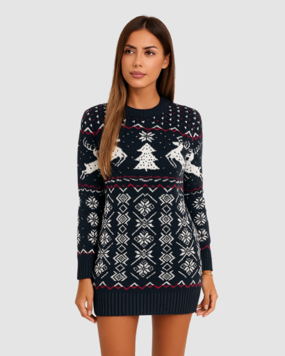 Robe pull femme style scandinave, vue de dos
