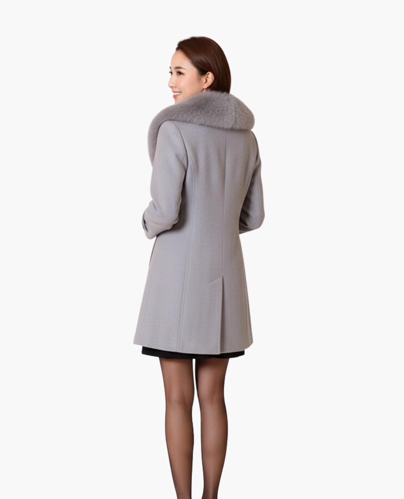 Manteau Femme Col Fausse Fourrure Cintrée Double Boutonnage – Élégance & Chaleur | Style Hiver