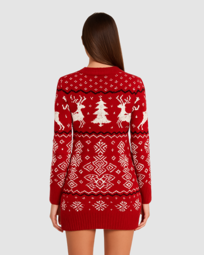 Robe pull femme style scandinave, gros plan sur les manches