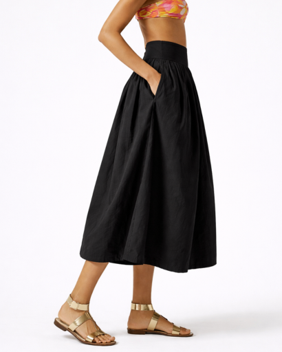 Jupe longue taille haute volumineuse effet ballon