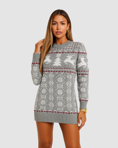 Robe pull femme style scandinave, vue de face
