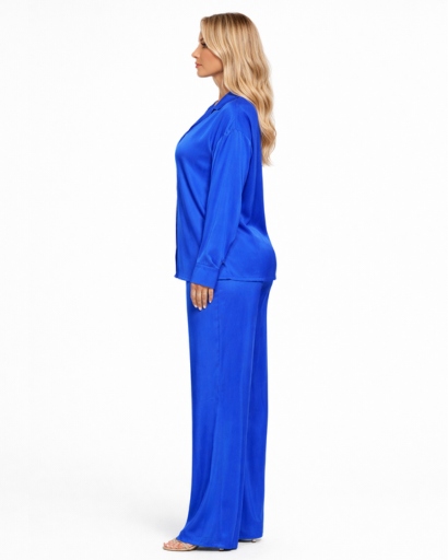 Ensemble femme chemise et pantalon fluide coupe large confortable