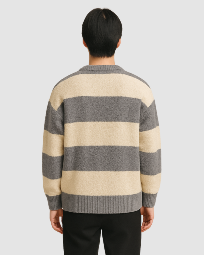 Pull Homme à Rayures Larges – Style Décontracté et Confort Douillet