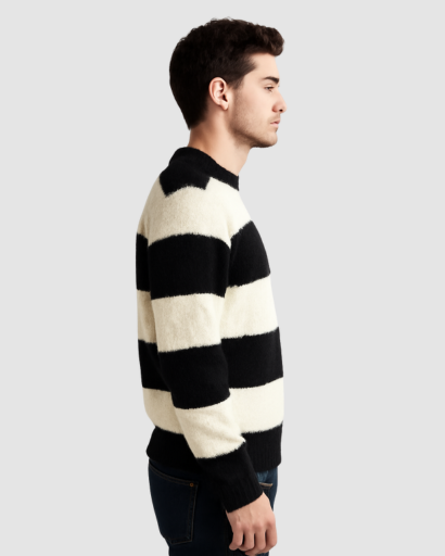 Pull Homme à Rayures Larges – Style Décontracté et Confort Douillet