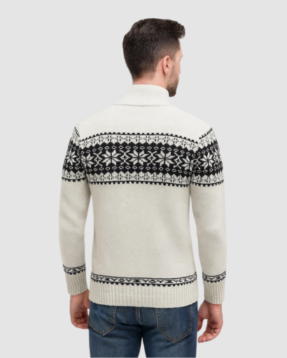 Gilet Zippé Homme à Motif Nordique – Style Authentique et Chaleur Maximale