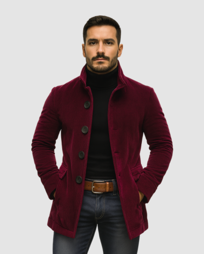 Manteau Homme Élégant à Col Montant | Chaleur Structurée et Style Contemporain