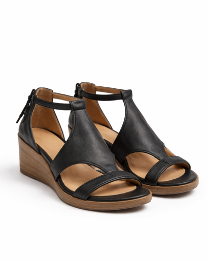 Sandales compensées brides ouvertes style minimaliste
