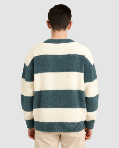 Pull Homme à Rayures Larges – Style Décontracté et Confort Douillet