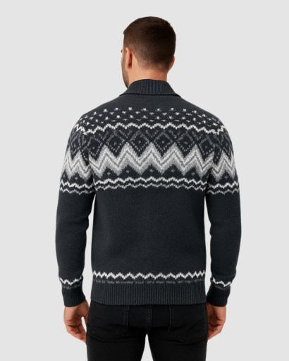 Cardigan Homme à Motifs Nordiques – Style Chalet et Confort Premium