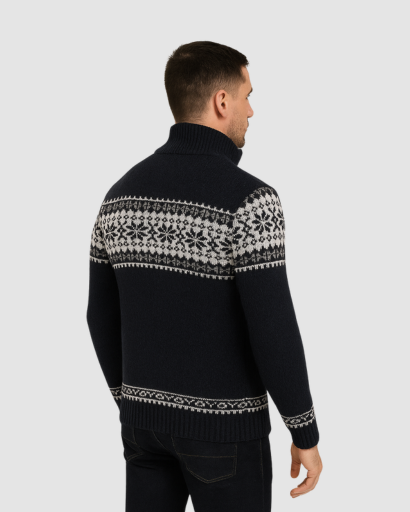 Gilet Zippé Homme à Motif Nordique – Style Authentique et Chaleur Maximale