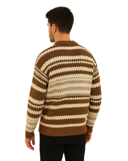Pull Jacquard à Rayures pour Hommes – Style Rétro et Confort Moderne