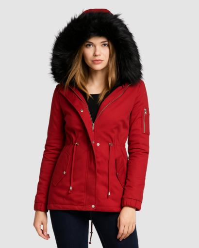 Parka Femme Doublée avec Capuche en Fausse Fourrure – Élégante & Ultra-Chaude