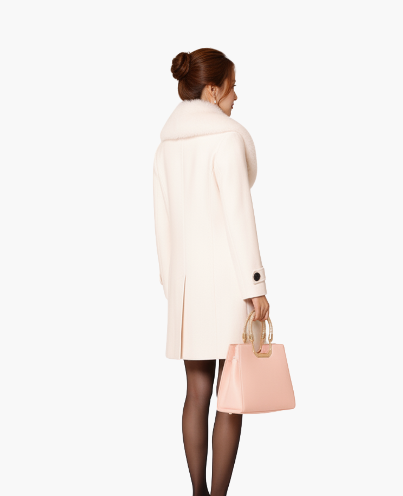Manteau Femme Col Fausse Fourrure Cintrée Double Boutonnage – Élégance & Chaleur | Style Hiver
