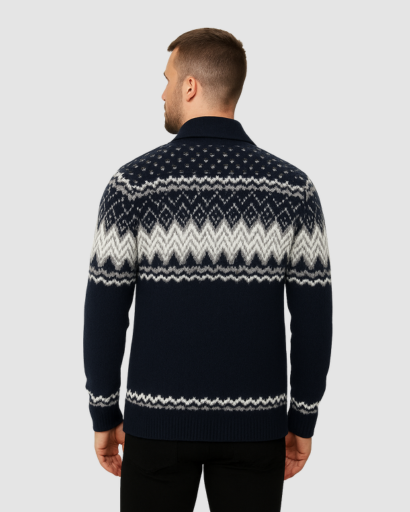 Cardigan Homme à Motifs Nordiques – Style Chalet et Confort Premium