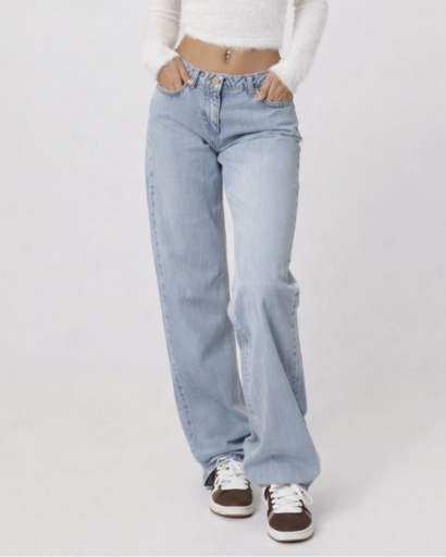 Jean femme coupe wide leg taille basse style décontracté