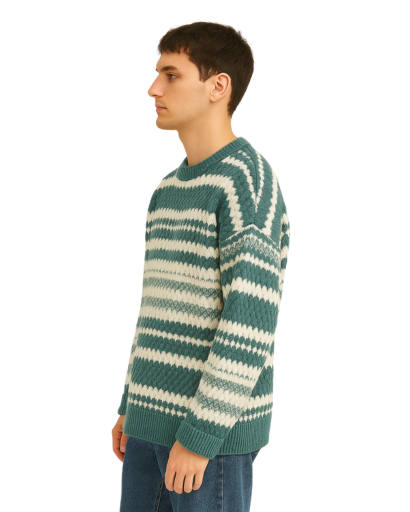 Pull Jacquard à Rayures pour Hommes – Style Rétro et Confort Moderne