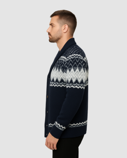 Cardigan Homme à Motifs Nordiques – Style Chalet et Confort Premium