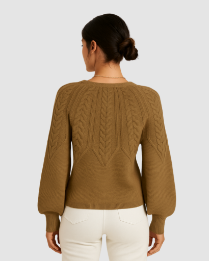 Pull Femme à Motif Câble – Élégance Décontractée et Confort Thermique