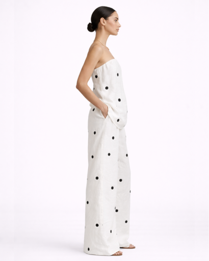 Combinaison Femme Bustier à Pois Coupe Large Élégante