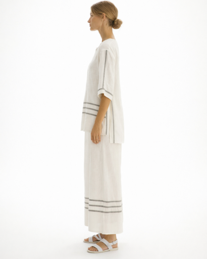 Ensemble femme fluide top ample et pantalon large à rayures