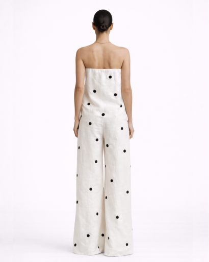 Combinaison Femme Bustier à Pois Coupe Large Élégante
