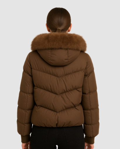 Veste Courte Femme avec Col en Fausse Fourrure – Élégance et Chaleur Hivernale