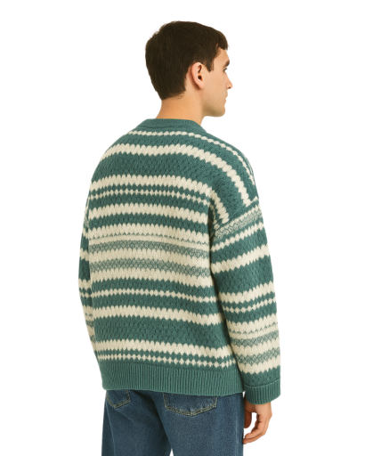 Pull Jacquard à Rayures pour Hommes – Style Rétro et Confort Moderne