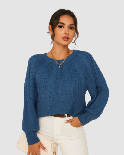 Pull Femme à Motif Câble – Élégance Décontractée et Confort Thermique