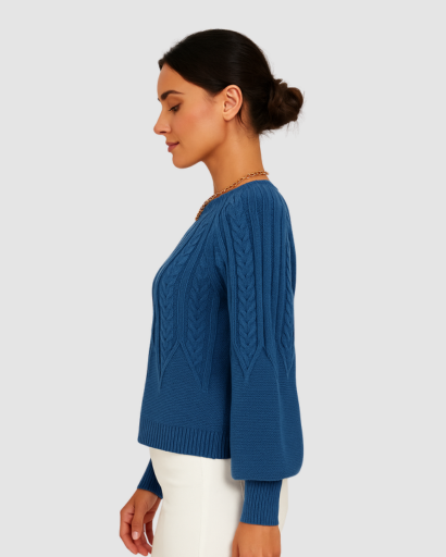 Pull Femme à Motif Câble – Élégance Décontractée et Confort Thermique
